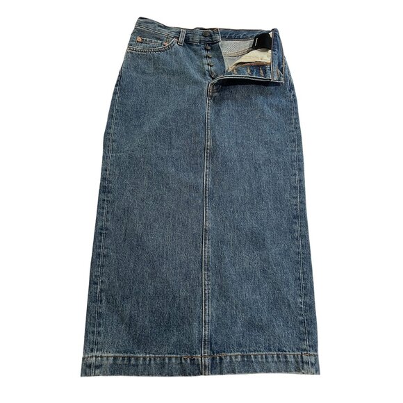 Wardrobe.NYC Denim Column Skirt in Indigo
